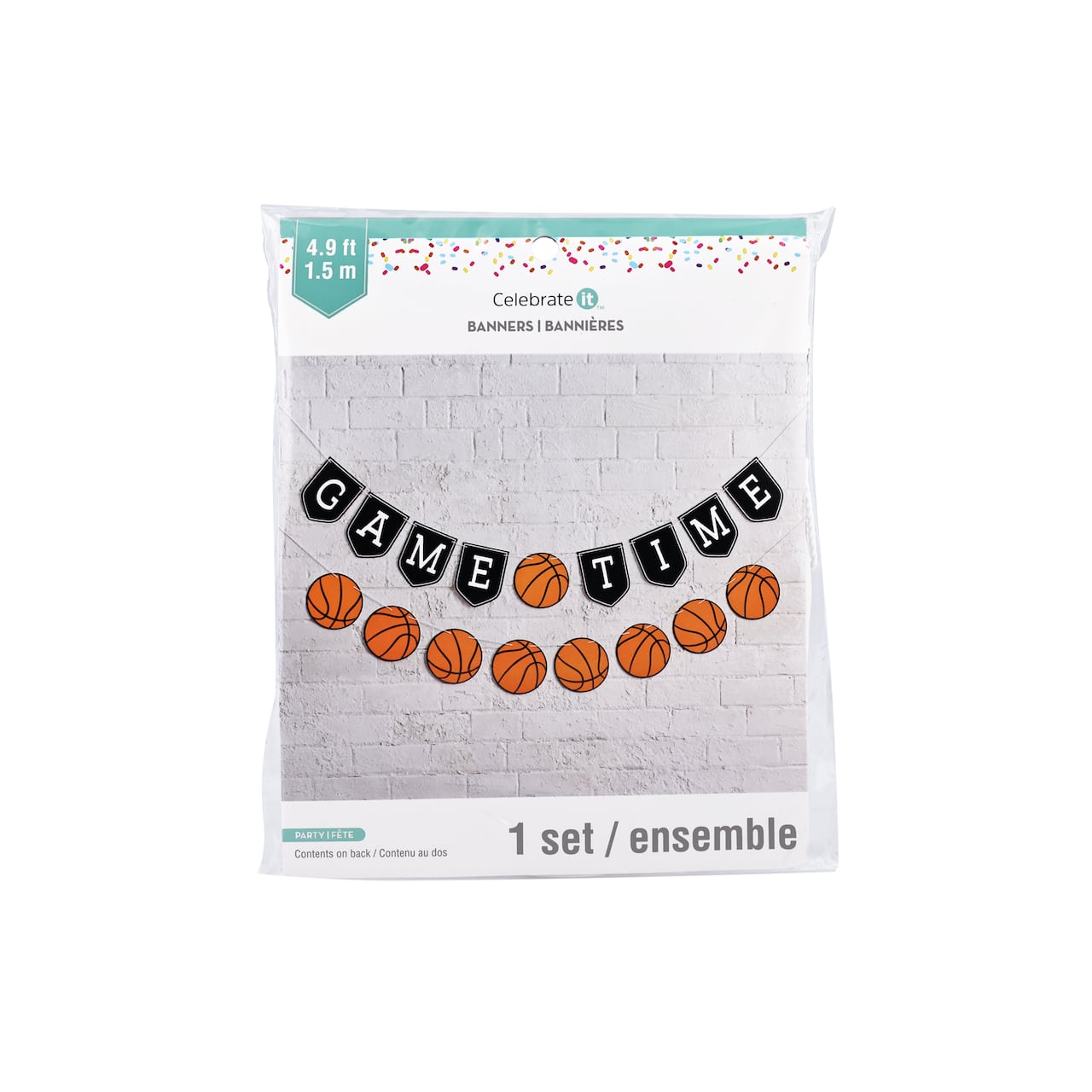 12 Pack: 5ft. Orange & White Game Time Basketball Banner Set by Celebrate It™